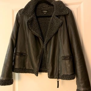 Vegan faux leather moto jacket